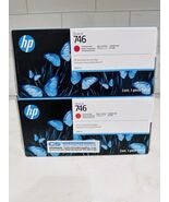 2-GENUINE HP 746 300-ml Chromatic Red DesignJet Ink Cartridge P2V81A SEA... - $299.25