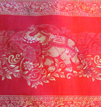 NEW Elephant Floral Asian Table Runner Bed Scarf Gold &amp; Red Brocade 82&quot; ... - $20.69 CAD