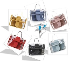Purse Handbag 2 Pc Set Clear Jelly Shoulder + Matching Pouch Handle Choi... - £10.26 GBP