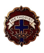Vintage Methodist Pin Back Button Cross And Crown Religion Vintage E81A - $27.22 CAD