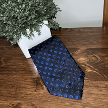 Tommy Hilfiger men’s blue and silver print silk tie - £11.70 GBP