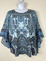 Cato Womens Plus Size 22/24W (2X) Black Paisley Floral Knit Top 3/4 Flowy Sleeve - £13.44 GBP