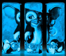 Glow in the Dark Gremlins Gizmo Wine Drinker Cup Mug 20oz with lid and straw - £18.34 GBP