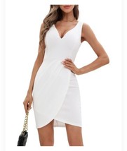 oxiuly Women&#39;s Wrap V Neck Bodycon Ruched Cocktail Party Dress Chic Chur... - £15.05 GBP