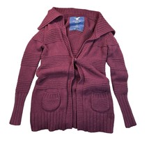 American Eagle Women&#39;s Small Maroon Wool Blend Knit Long Sleeve Cardigan Sweater - £11.53 GBP