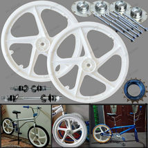 BMX Bicycle 20&quot; White PVC Sport Rim Complete Wheelset Hub Set Rear Front... - $150.90