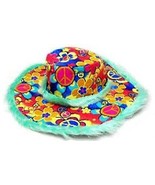 FUZZY GREEN PEACE SIGN WIDE BRIM HAT hippie party hats mens ladies head ... - $126.65 MXN
