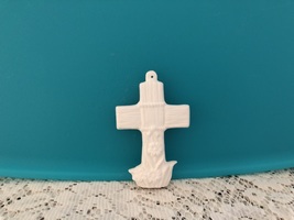 O6 - Cross Ornament Ceramic Bisque Ready-to-Paint - £2.19 GBP