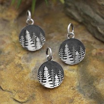 Sterling Silver Mini Layered Pine Tree Charm 16x10mm - $498.74 MXN