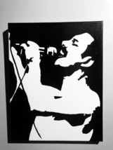 Hand painted art canvas 16&quot;x20&quot;QUEEN FREDDIE MERY Acrylic painting Black &amp; White - £38.91 GBP