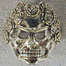 1 Deluxe Skull W Roses Silver Biker Ring BR136 Mens Rings Jewelry New Scull Head - £9.92 GBP