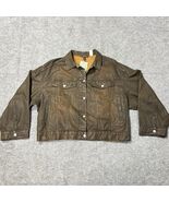 H&amp;M Divided Womens Brown Coated Denim Jacket Size L Button Front Trucker... - €34,27 EUR
