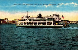 Vintage Linen 1950&#39;s  Postcard San Diego and Coronado Ferry California bk36 - £1.58 GBP