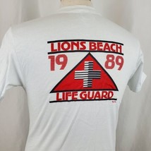 Vintage Lions Beach Lifeguard 1989 T-Shirt Medium Single Stitch Deadstock 80s - $59.99