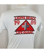 Vintage Lions Beach Lifeguard 1989 T-Shirt Medium Single Stitch Deadstoc... - £46.98 GBP