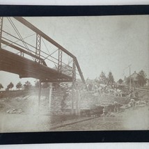 c1900 Cabinet Card Photo Men Building a Bridge Sepia - £11.67 GBP