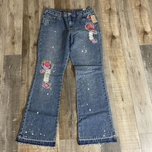 NWT Limited Too Girls Gold Embroidered Simply Low Flared Leg Jeans Sz 18 Reg - £25.67 GBP