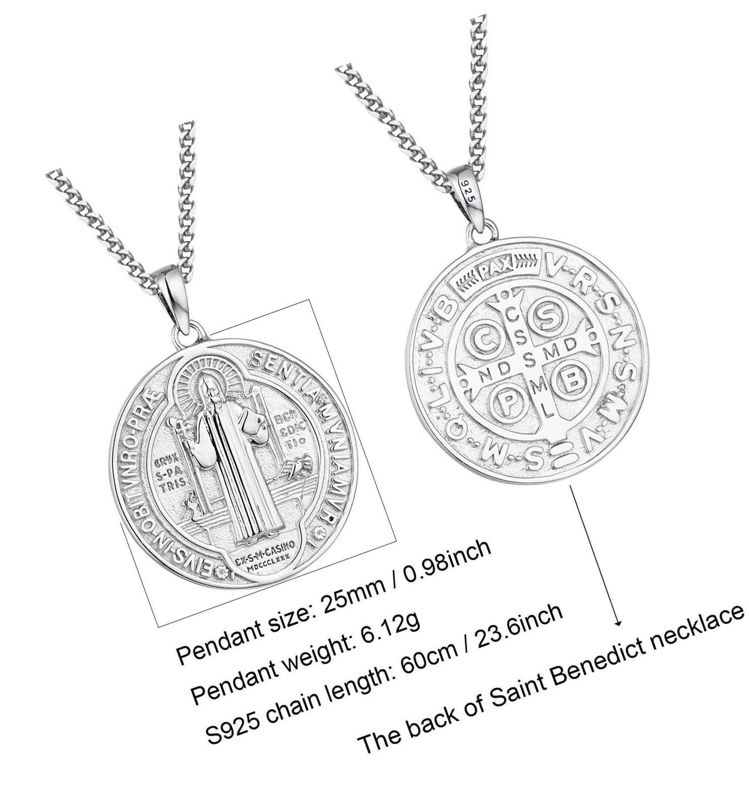 Saint Benedict Medal Necklace 925 Sterling Silver, st - Necklaces ...