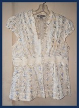 American Rag (CIE) Women&#39;s Beautiful Pastel Ivory Floral Blouse Top M/L - €12,16 EUR