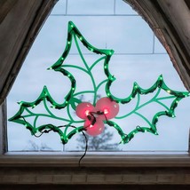 Impact Plastics Vtg Y2K Christmas Silhouette Lighted Holly Leaf Berries ... - $24.26