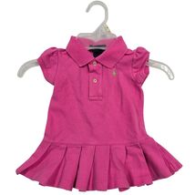 Ralph Lauren Baby Girls Pink Pleated Polo Dress 9M Short Sleeve Green Po... - $15.84