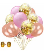 12inch Gold Confetti Latex Balloons w/60 Feet Rose Gold Ribbon Decoratio... - $23.07 CAD