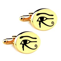 Eye Of Horus Cufflinks Egyptian Protection Symbol New W Gift Bag Gold Plate - £10.35 GBP