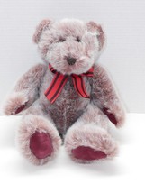 VTG Russ Berrie Teddy Bear Plush Stuffed Animal Maroon With Frosted Appearance - £13.38 GBP