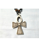 WHITE COLOR EGYPTIAN ANKH SHAPED RESIN PENDANT 34&quot; ADJUSTABLE CORD NECKLACE - £5.50 GBP