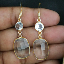 925 Plata de Ley Cristal Cuarzo Oro / Chapado en Oro Rosa Pendientes Regalo - £26.71 GBP+