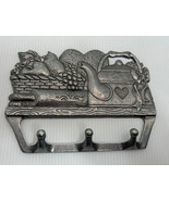 Vintage 1993 Carson Pewter Kitchen Key Towel Holder Wall 3 Hooks Fruit  ... - £9.61 GBP