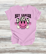 Women&#39;s Hey Cancer Smiley Face Breast Cancer Graphic Tee - £19.27 GBP