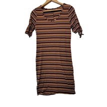 B Famous #USA Brown Tan Yellow Striped Dress Size L - £10.49 GBP