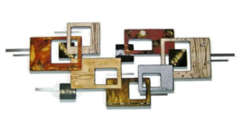 Contemporary Mid-Century look Abstract Wall sculpture wood,metal 60x22 by Art69 - £344.15 GBP