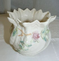Vintage Pottery by Belleek Ireland Carlingford Crimped Cache Pot Shamroc... - $782.91 MXN