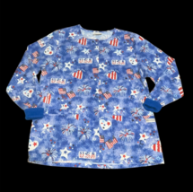 UA Uniform Advantage Scrub Jacket Shirt Small Patriotic Stars Stripes Fl... - $10.99