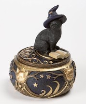 Dr. Hemp Magical Black Cat Sorcerer Witch Hat with Spell Book Trinket Box Secret - £23.34 GBP