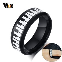 Vnox Stylish Piano Elements Wedding Bands Rings for Men Black Stainless Steel Be - £7.71 GBP