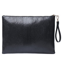 Fashion Large Gray Python Laptop Bag Zipper Clutch Pouch Bag Ostrich Envelope Wr - £23.87 GBP