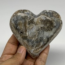 220.5g,3.2&quot;x3.4&quot;x1.1&quot; Natural Chocolate Gray Onyx Heart Polished @Morocco,B18828 - £10.10 GBP