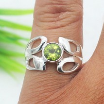 Silber Peridot Ring 925 Sterling Handmade Schmuck Edelstein Geschenk für... - $32.70