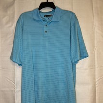 Pebble Beach Blue Stripe Performance Polo Shirt Men&#39;s Large Golf Casual - $19.95