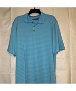 Pebble Beach Blue Stripe Performance Polo Shirt Men&#39;s Large Golf Casual - $27.51 CAD