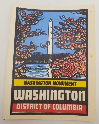 Washington Monument DC District of Columbia Vintage Original Travel Decal - $16.63