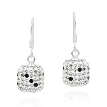 Sparkling Dice 3D Cubic Zirconia Sterling Silver Dangle Earrings - £25.62 GBP