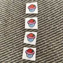 4 Vintage 80s Scratch &amp; Sniff Stickers Strawberry Scent Cupcake Sticker - £6.36 GBP