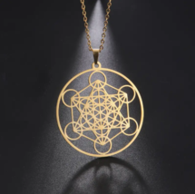 Archangel of Metatron Sacred Geometry Symbol Necklace - Gold - £9.51 GBP