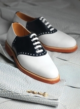 Handmade Men&#39;s Black And White Formal Shoes,Men&#39;s Tuxedo Shoes, Men&#39;s Shoes - £127.88 GBP