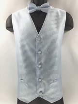 Rucci Chillino Men&#39;s Vest White with Blue Two Pockets Bow Tie Hanky Size... - $29.99