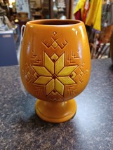 Zilgme Pottery Latvian Folk Art Geometric Pattern MCM Brandy Snifter 7.5&quot; - £39.56 GBP